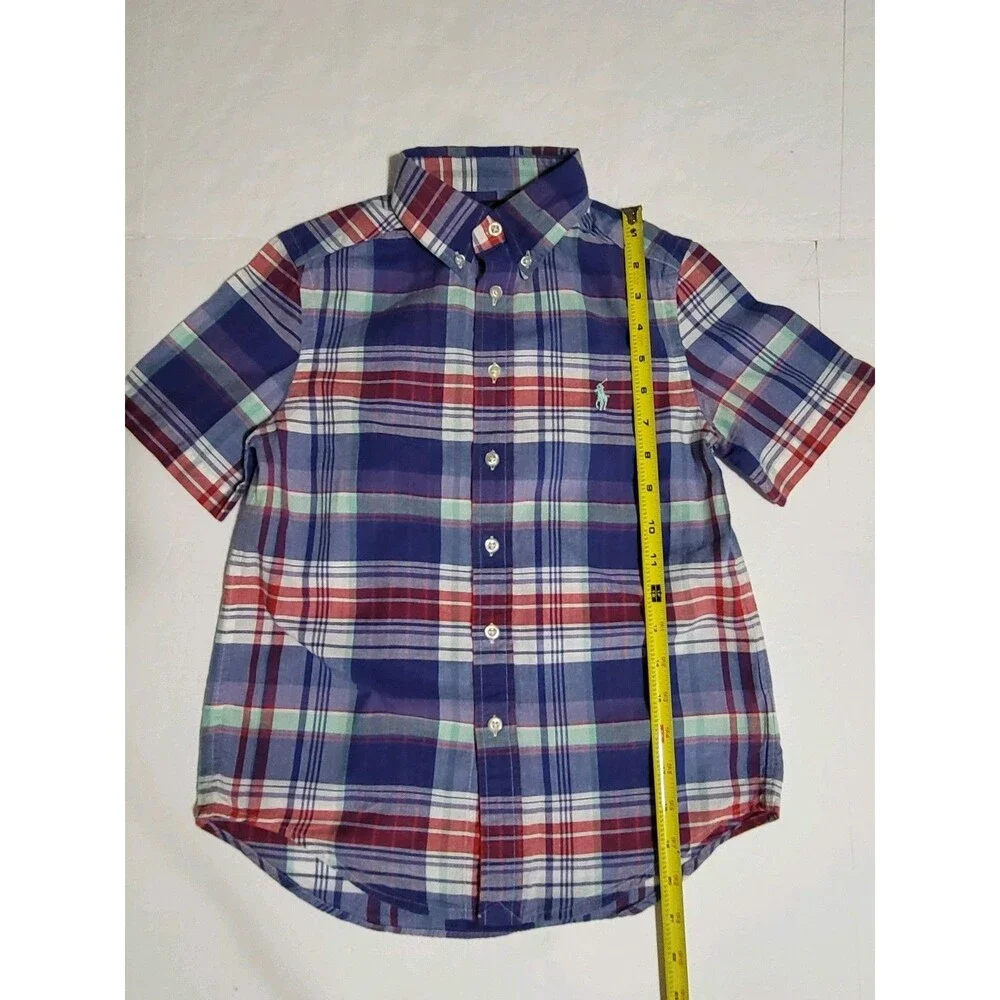 (#7) Ralph Lauren Boys Multicolor Size S/P (8) Plaid Short Sleeve Button Down